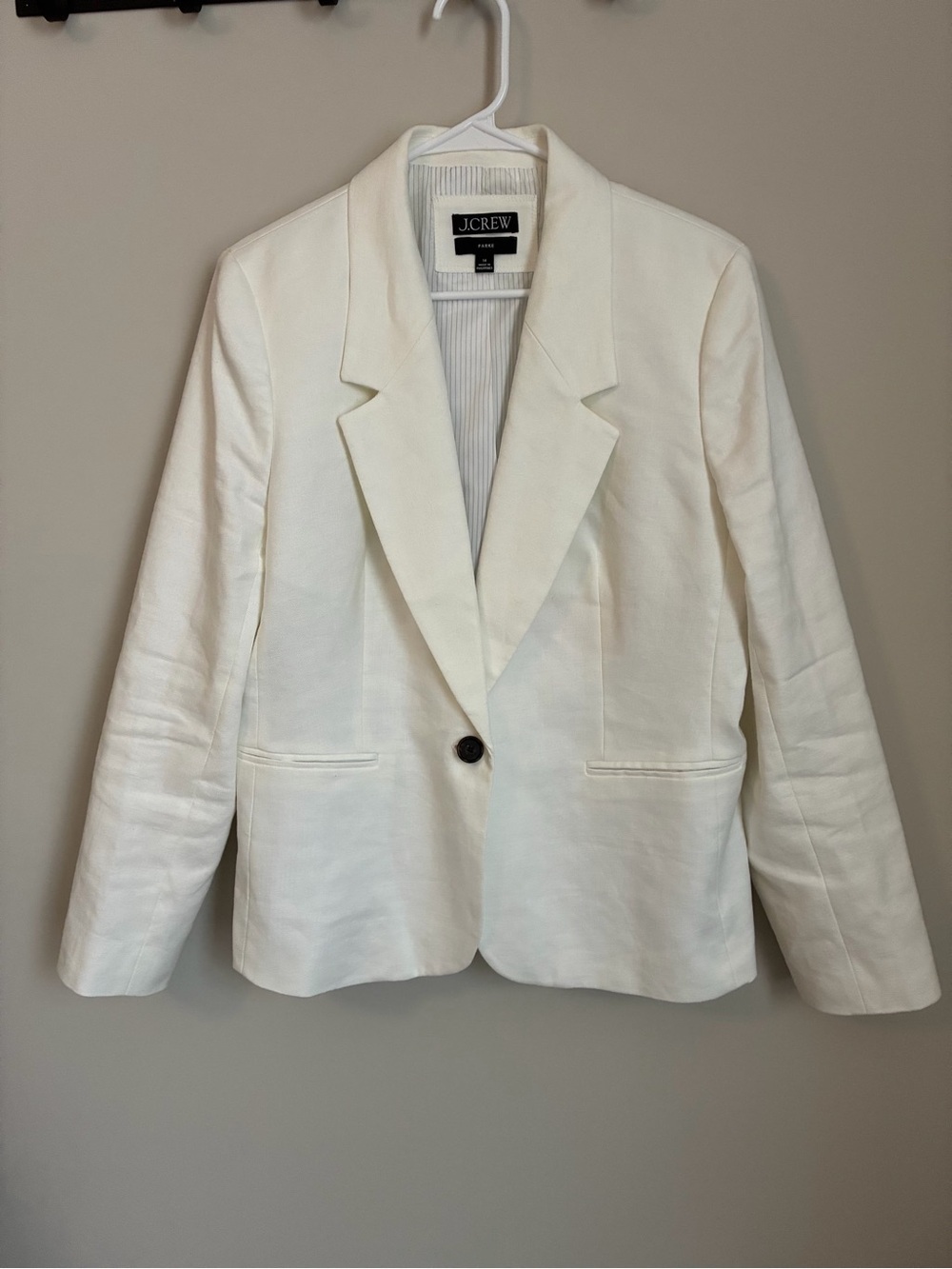 J Crew Parke Blazer Linen Blend White Size 14 - Picture 2 of 8